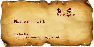Macsor Edit névjegykártya